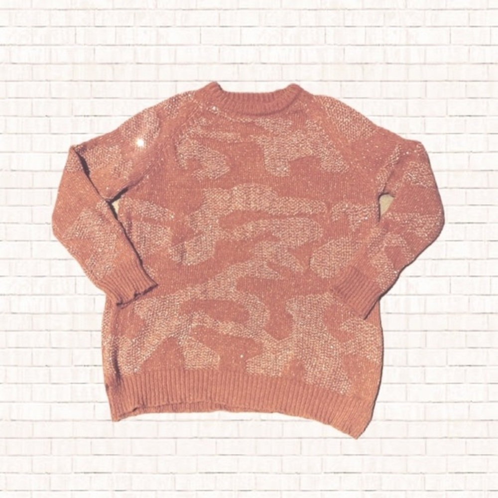 Sequin Sweater • Amazon abstract oversized chunky knit light brown Lg NWOT OBO